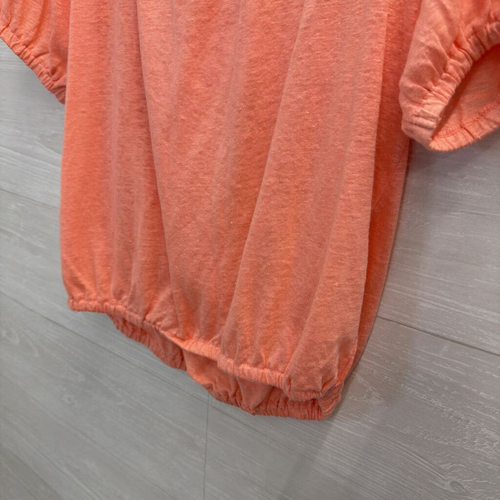 Loft Pink Short Puff Sleeve Top Small