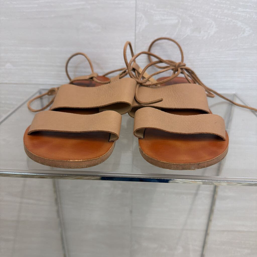 Lucky Brand Beige Leather Hadesha Wrap Around Strap Sandals 8.5