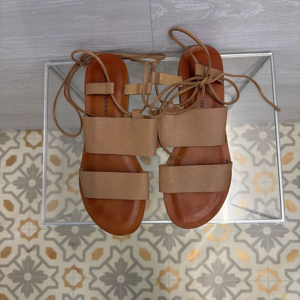 Lucky Brand Beige Leather Hadesha Wrap Around Strap Sandals 8.5
