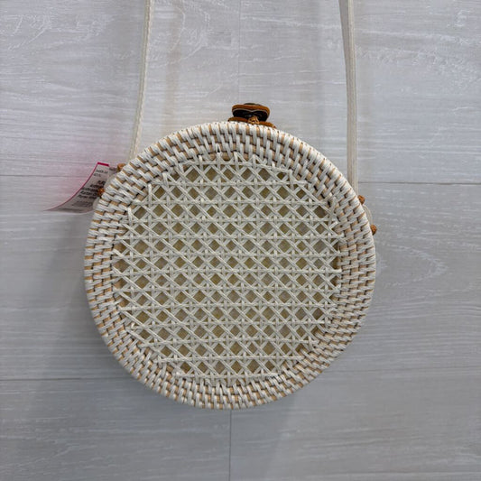 Anthropologie White Rattan Circle Bag Purse