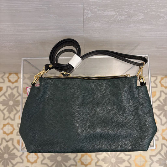 Valentina Green Pebbled Leather Crossbody Purse
