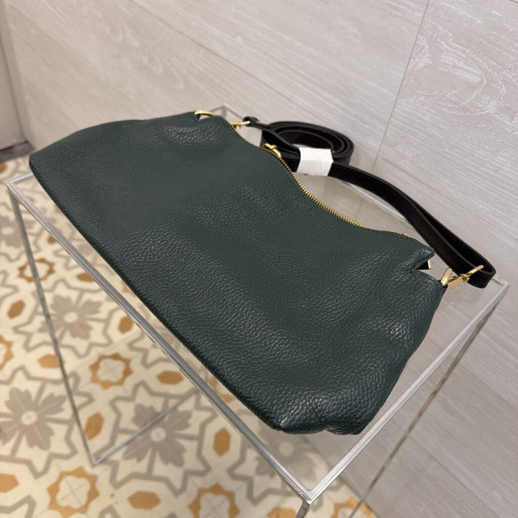 Valentina Green Pebbled Leather Crossbody Purse