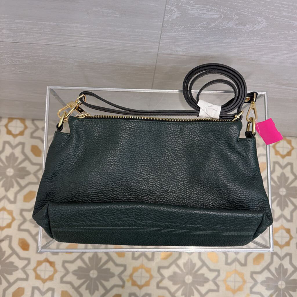 Valentina Green Pebbled Leather Crossbody Purse