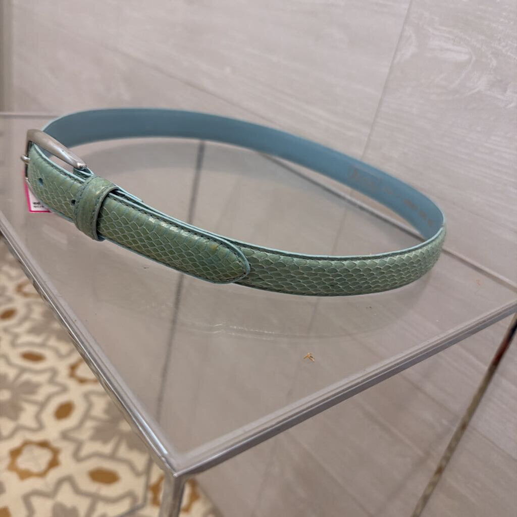 The Ritz Blue Snakeskin Leather Belt Medium