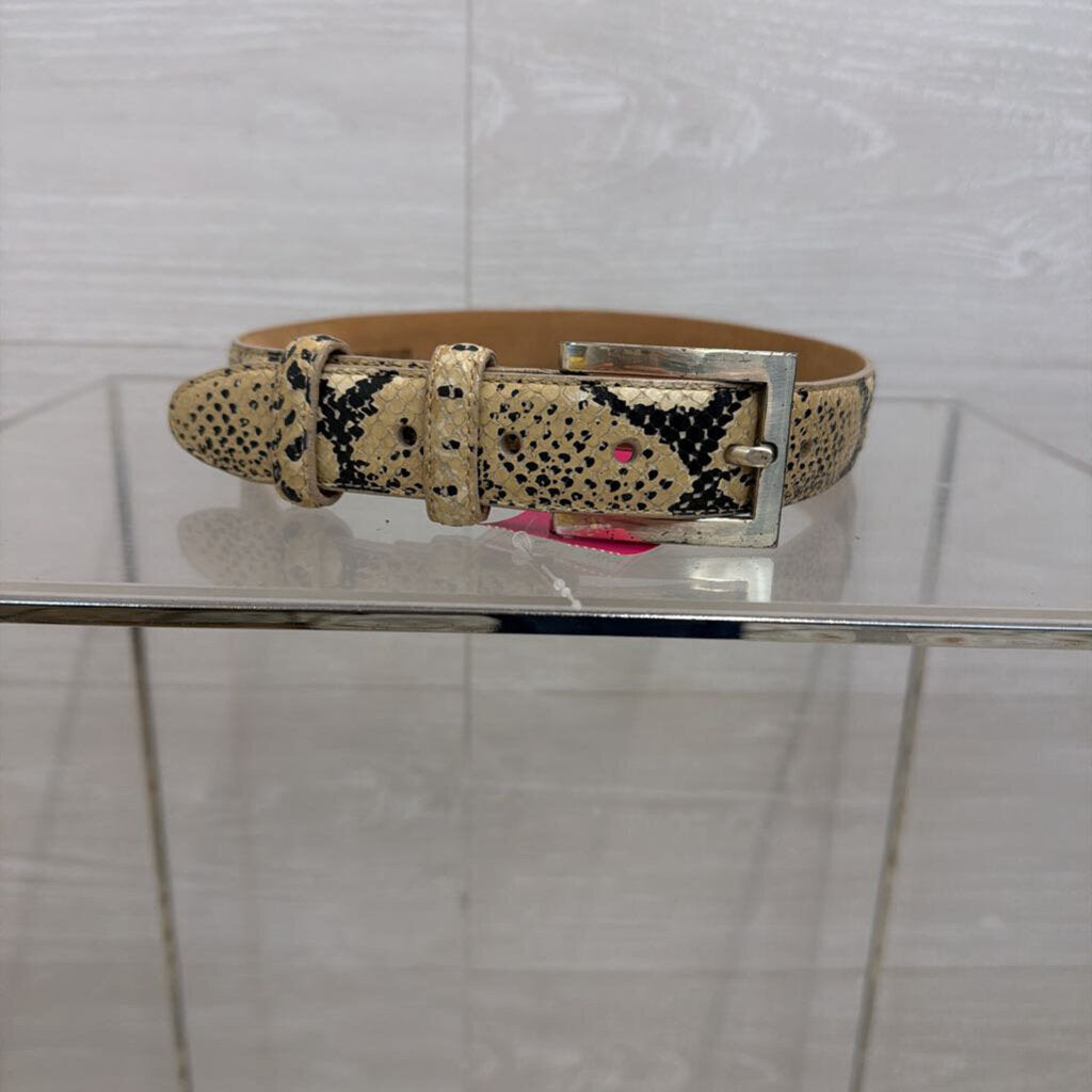 Brighton Beige/ Black Snakeskin Leather Belt Small