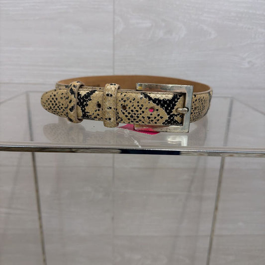 Brighton Beige/ Black Snakeskin Leather Belt Small