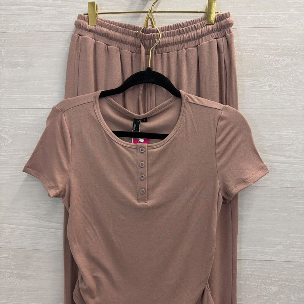Trendy Queen Mauve Short Sleeve Top/ Pants Lounge Set Small
