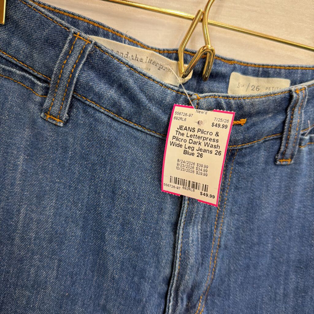 Pilcro Dark Wash Wide Leg Jeans 26