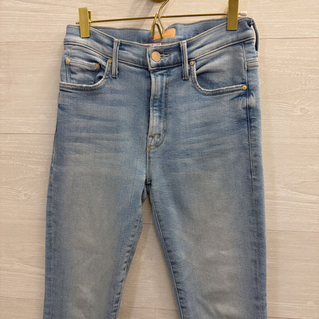 Mother Light Wash The Insider Crop Step Fray Jeans 24