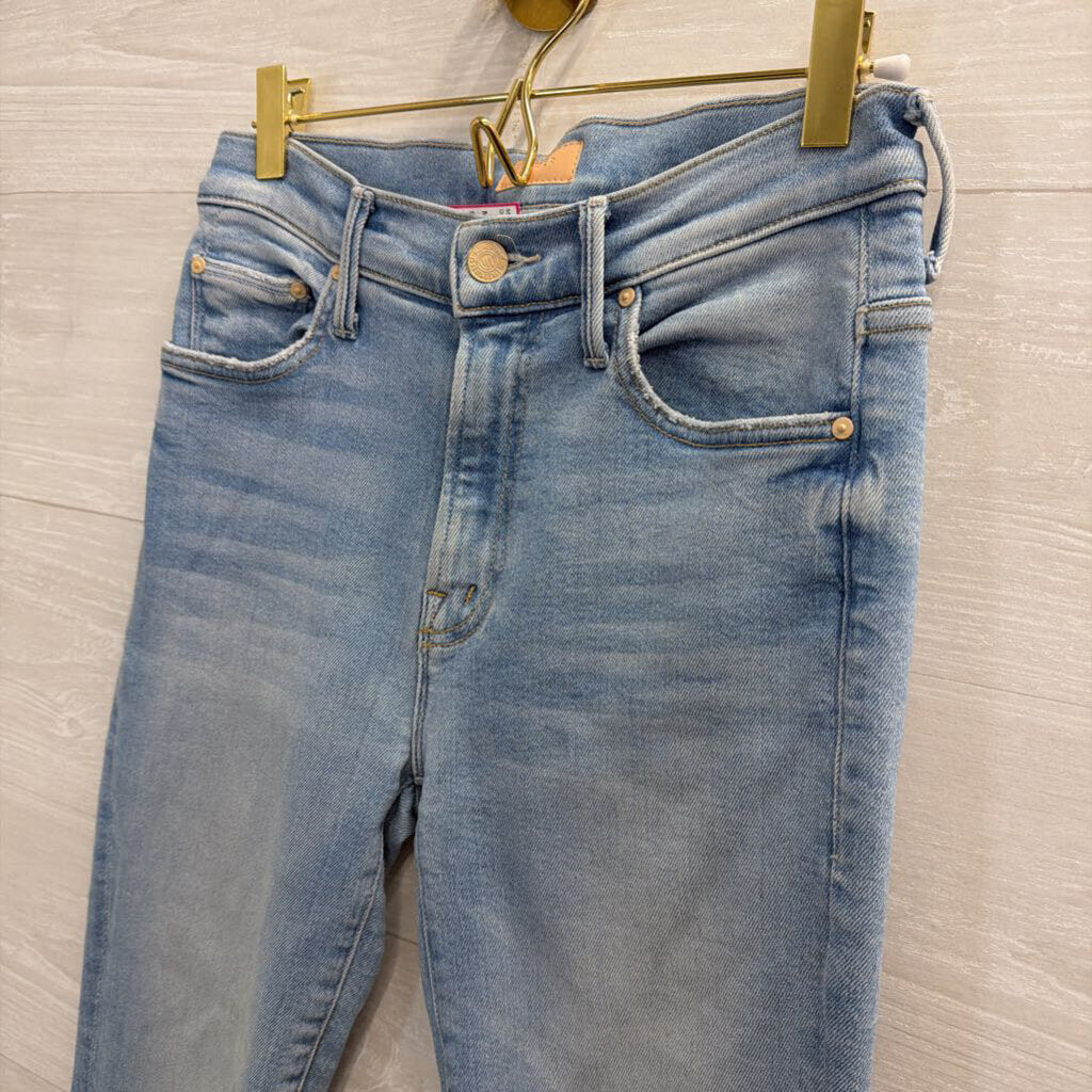 Mother Light Wash The Insider Crop Step Fray Jeans 24