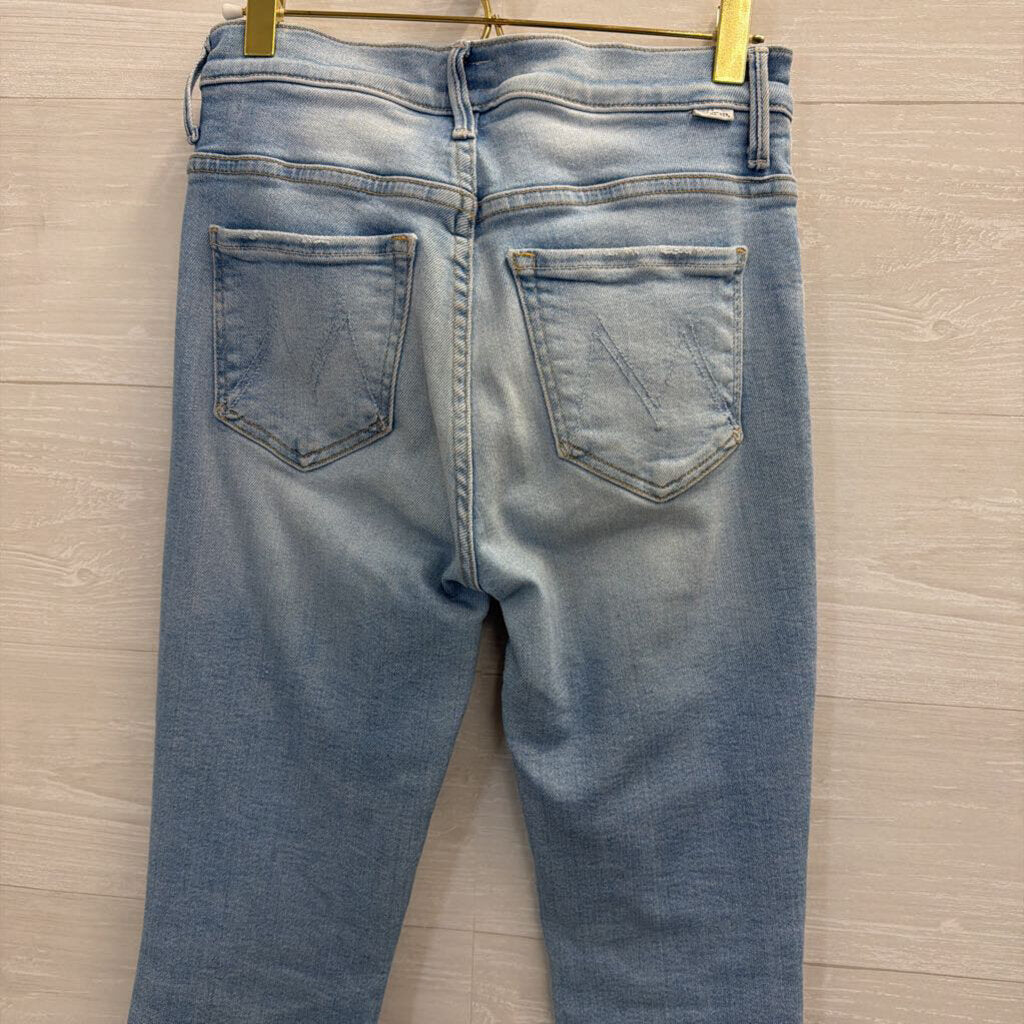 Mother Light Wash The Insider Crop Step Fray Jeans 24