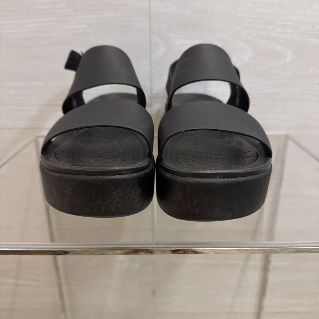 Crocs Black Brooklyn Low Wedge Sandals 8