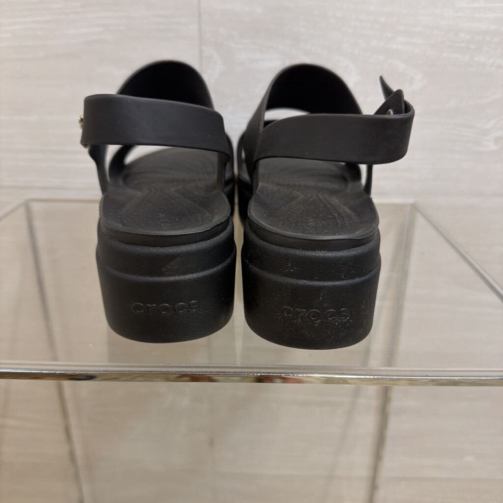 Crocs Black Brooklyn Low Wedge Sandals 8