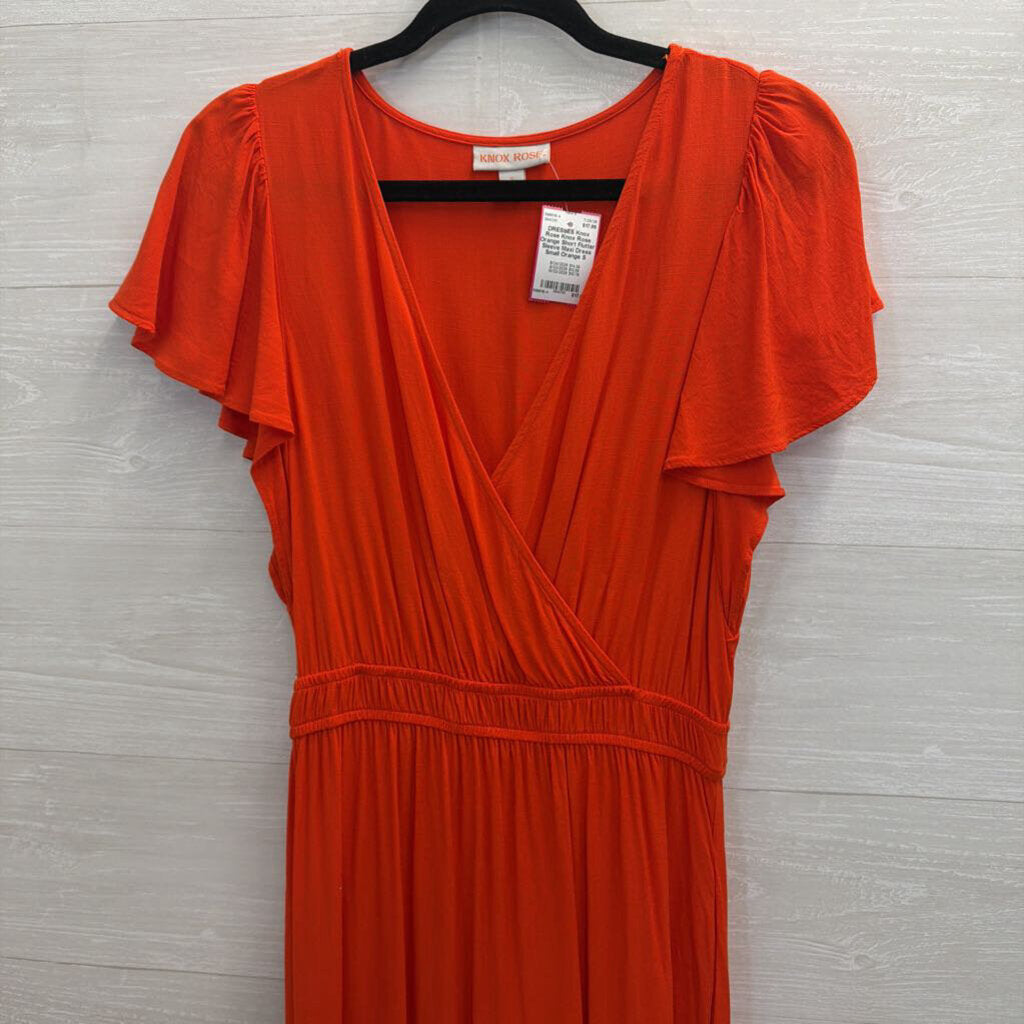 Knox Rose Orange Short Flutter Sleeve Maxi Dress Small