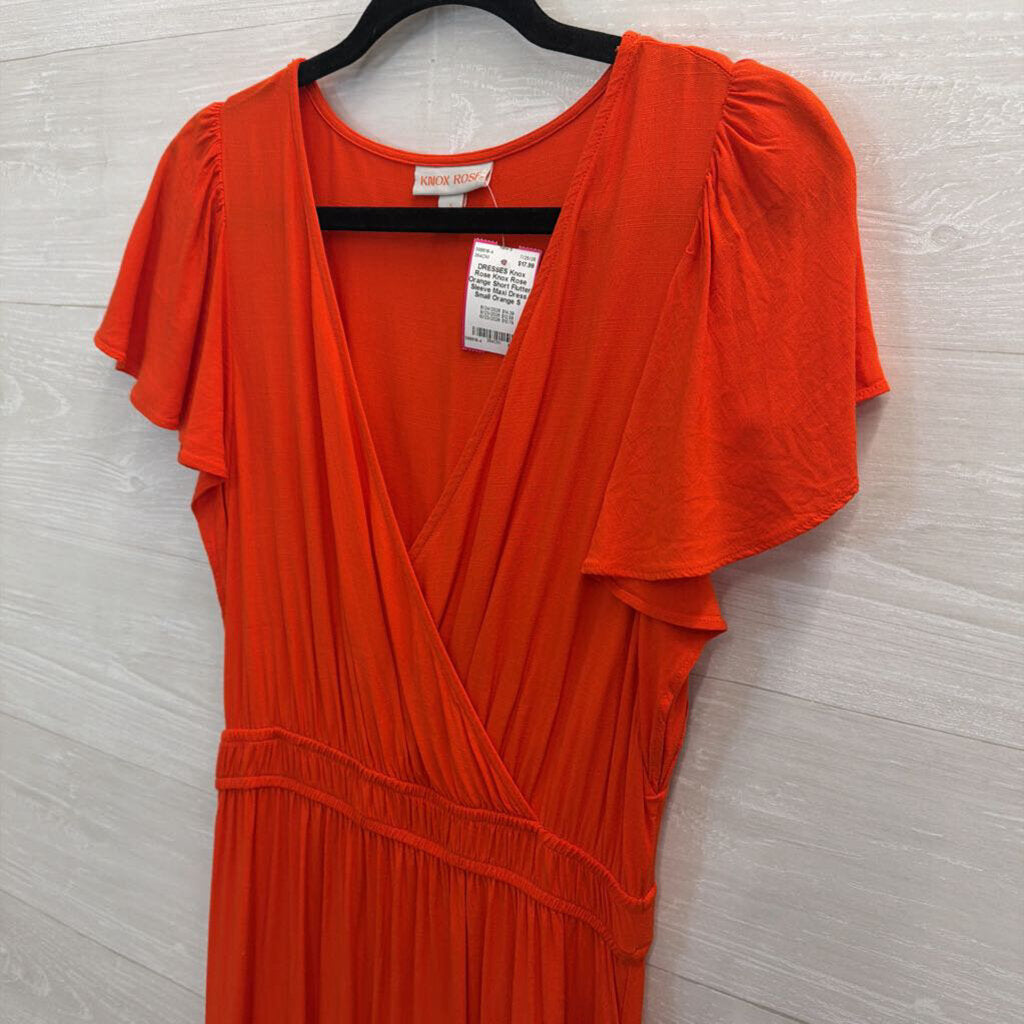 Knox Rose Orange Short Flutter Sleeve Maxi Dress Small