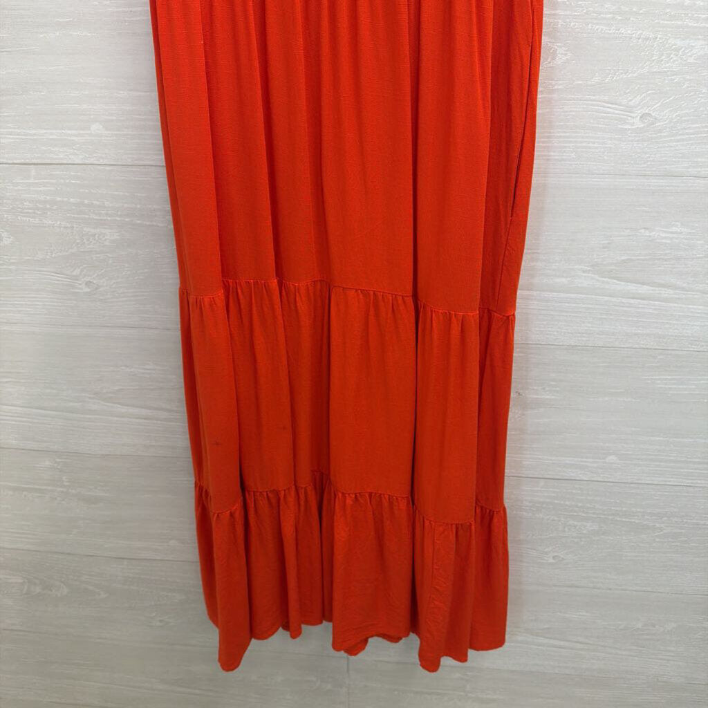 Knox Rose Orange Short Flutter Sleeve Maxi Dress Small