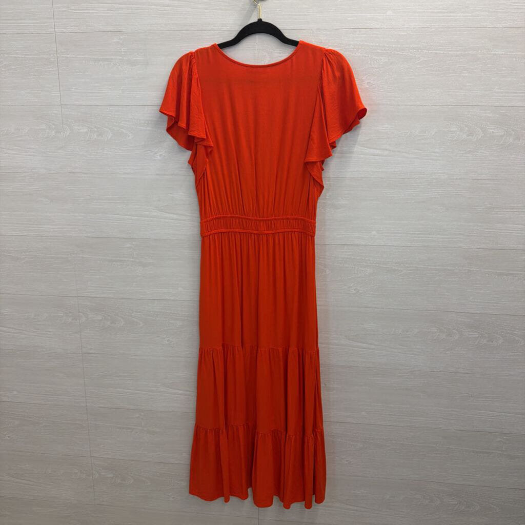 Knox Rose Orange Short Flutter Sleeve Maxi Dress Small