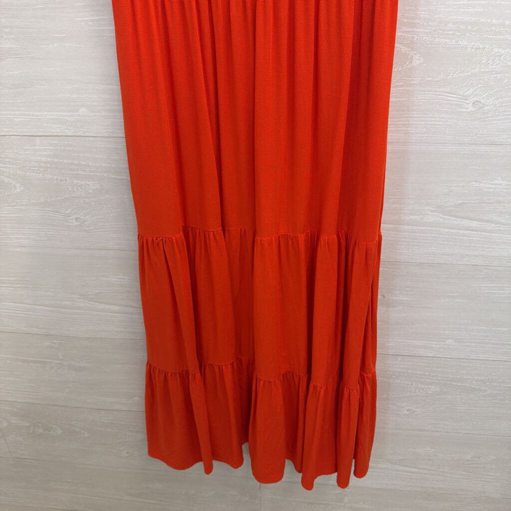 Knox Rose Orange Short Flutter Sleeve Maxi Dress Small