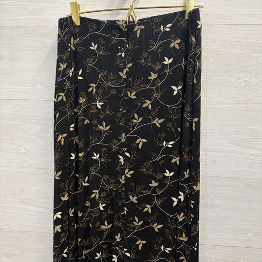 Vintage Briggs New York Black/ Beige Print Maxi Skirt Medium