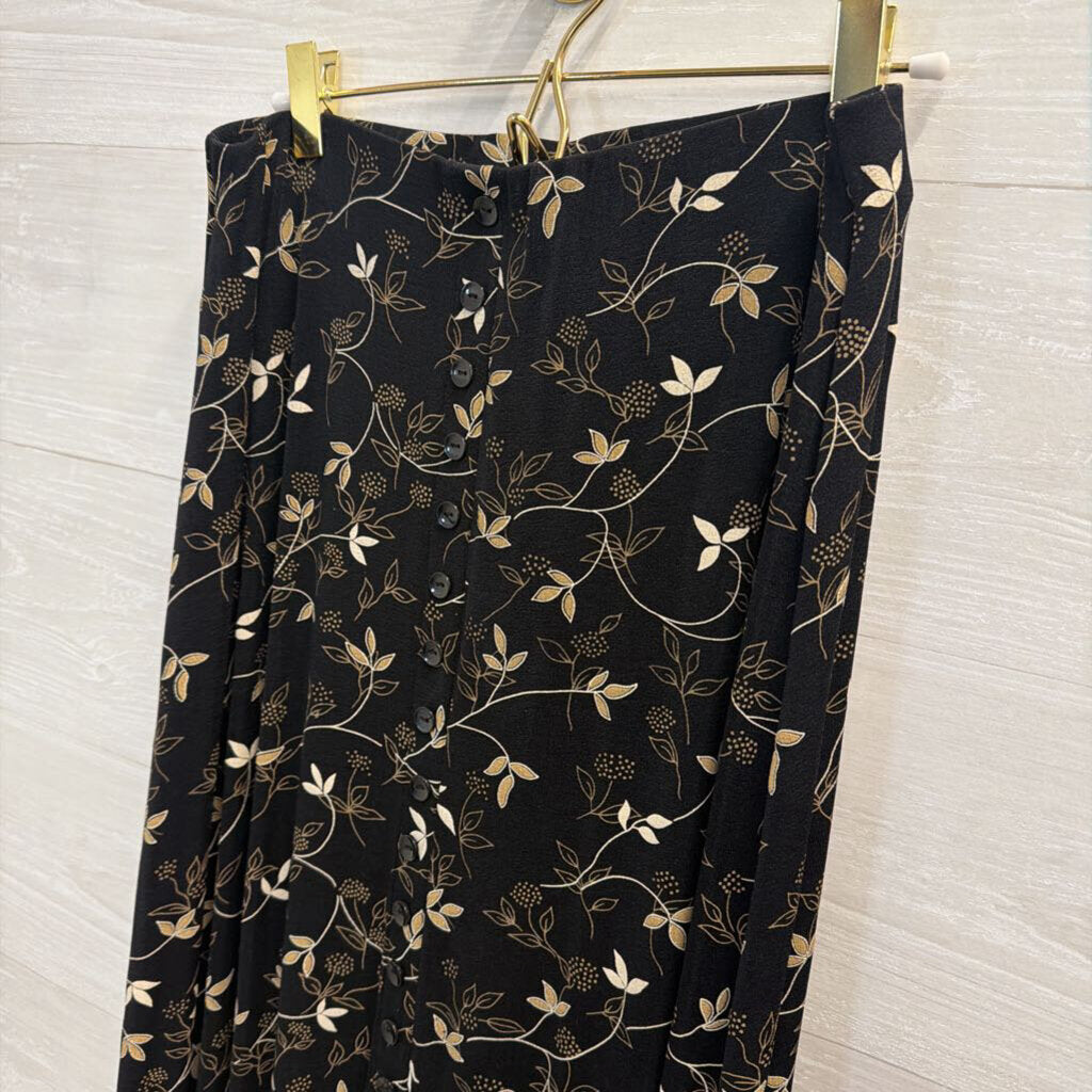 Vintage Briggs New York Black/ Beige Print Maxi Skirt Medium