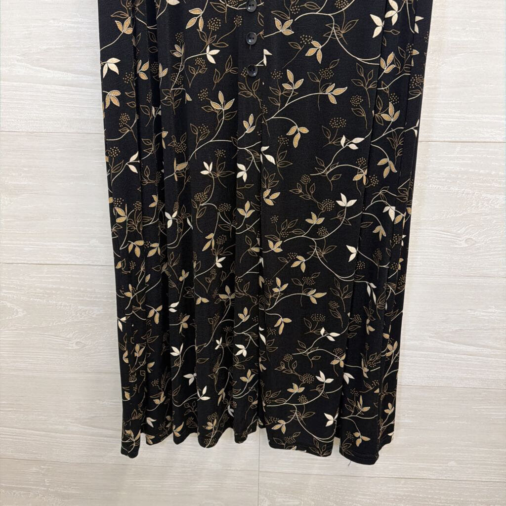 Vintage Briggs New York Black/ Beige Print Maxi Skirt Medium
