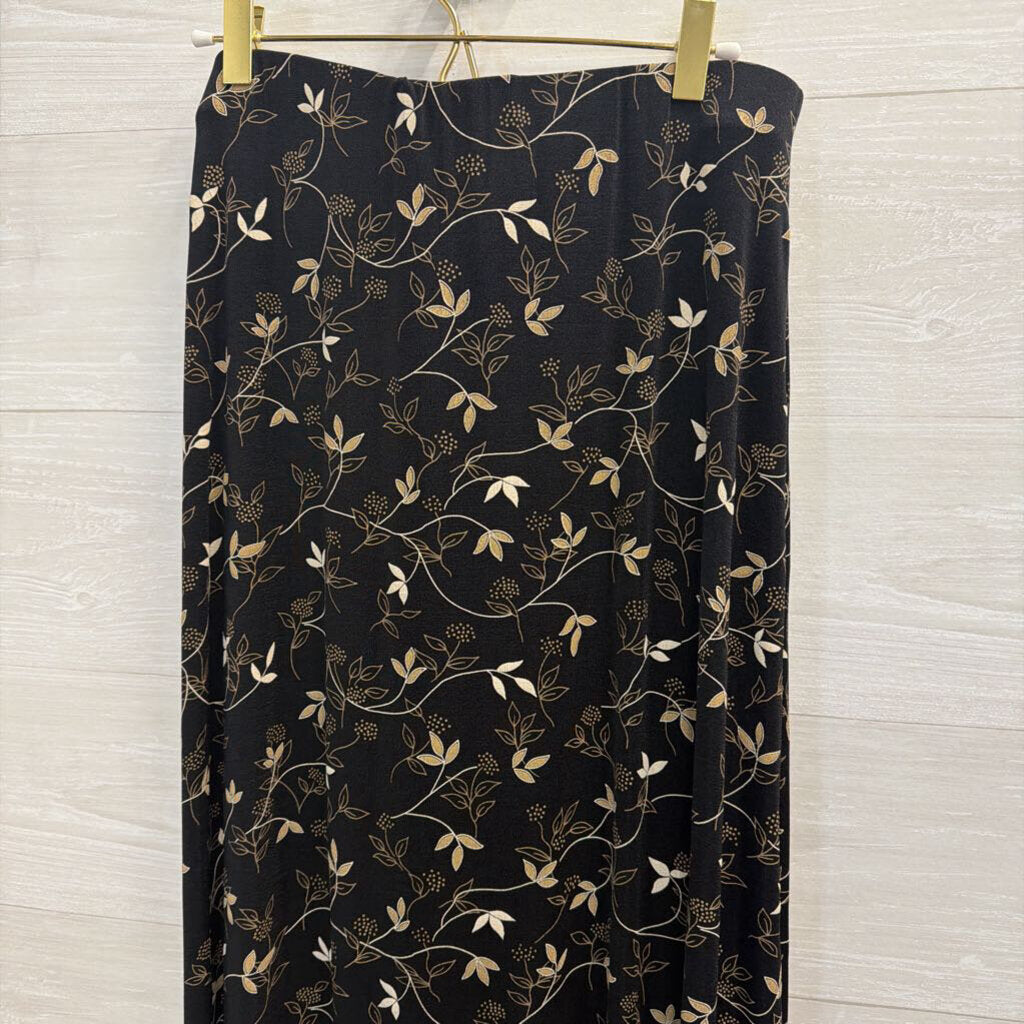 Vintage Briggs New York Black/ Beige Print Maxi Skirt Medium
