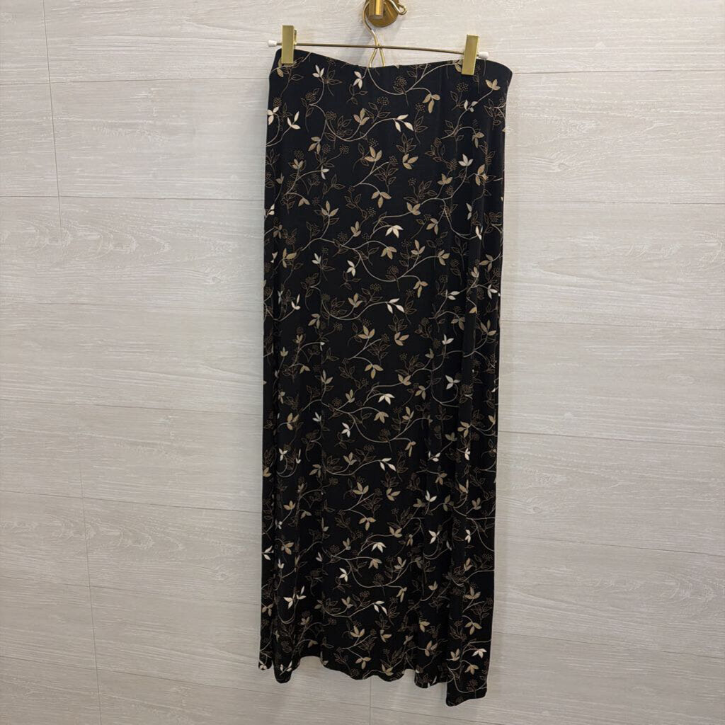 Vintage Briggs New York Black/ Beige Print Maxi Skirt Medium