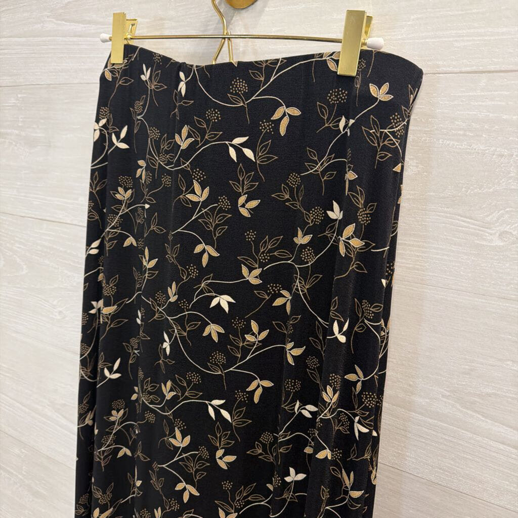 Vintage Briggs New York Black/ Beige Print Maxi Skirt Medium
