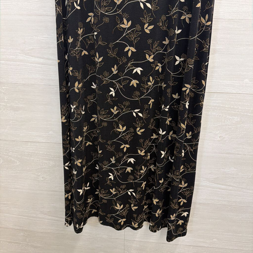 Vintage Briggs New York Black/ Beige Print Maxi Skirt Medium
