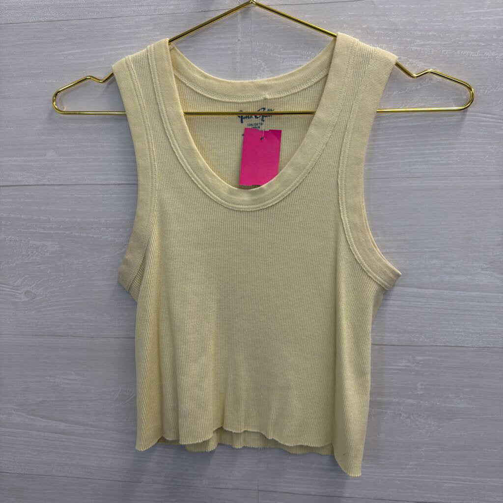 John Galt Yellow Cropped Tank Top Small