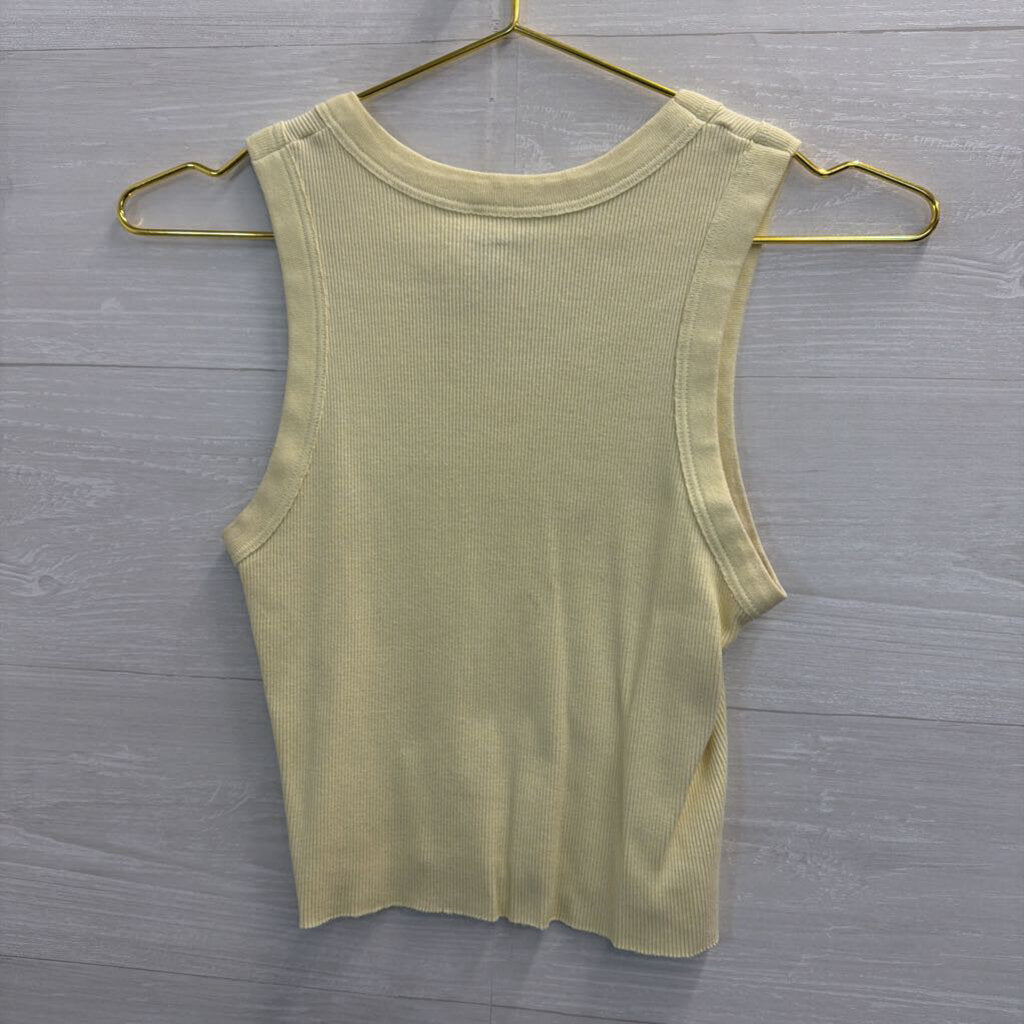 John Galt Yellow Cropped Tank Top Small