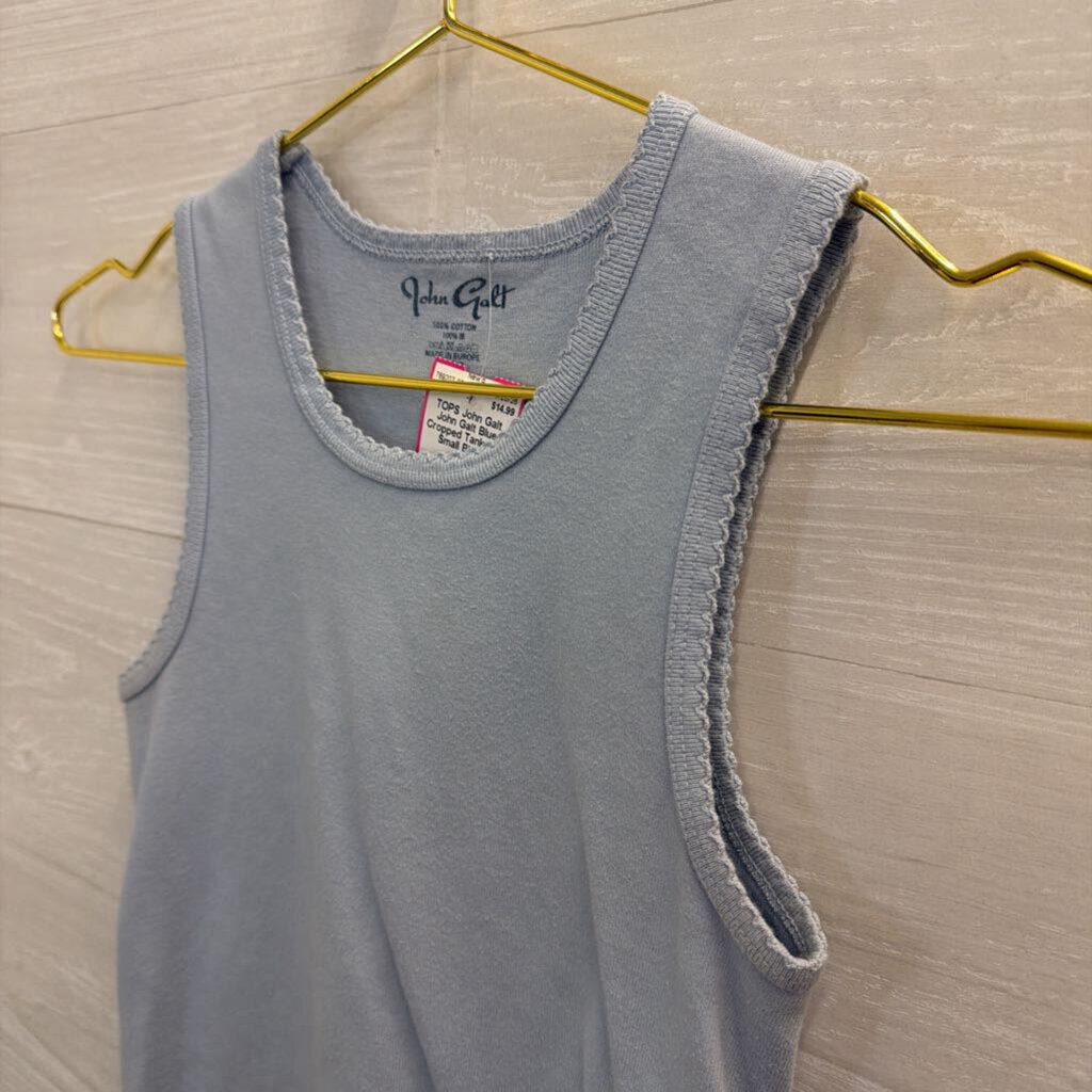 John Galt Blue Cropped Tank Top Small