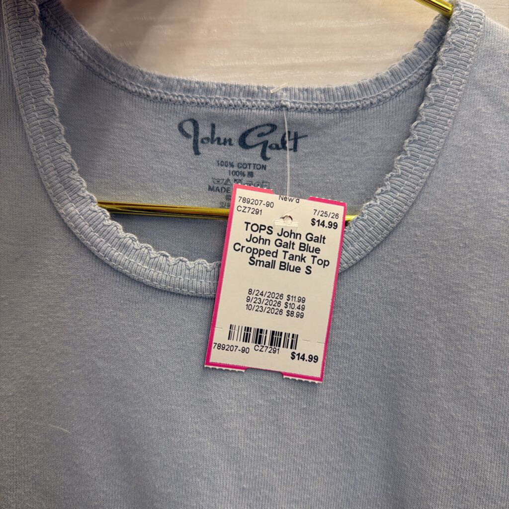 John Galt Blue Cropped Tank Top Small