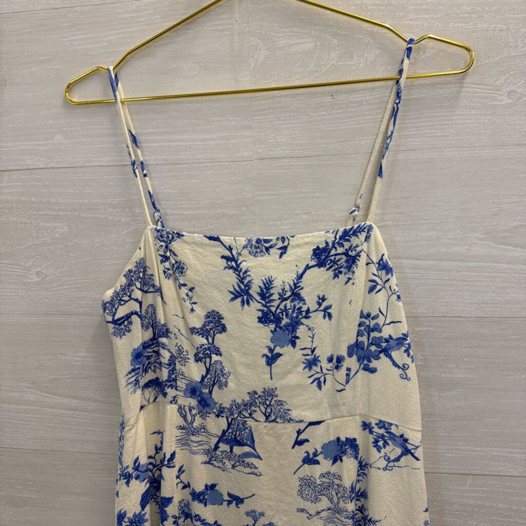 Mahina White/ Blue Print Mini Dress Medium