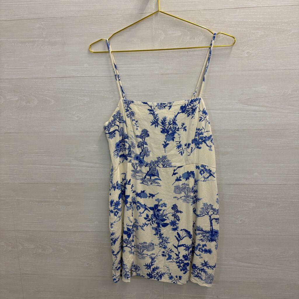 Mahina White/ Blue Print Mini Dress Medium
