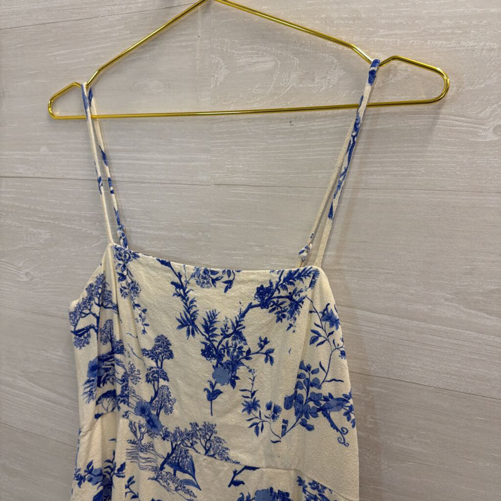 Mahina White/ Blue Print Mini Dress Medium