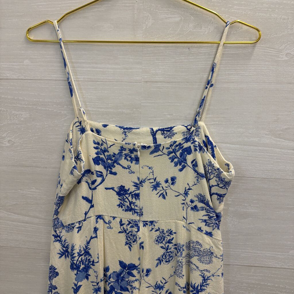Mahina White/ Blue Print Mini Dress Medium