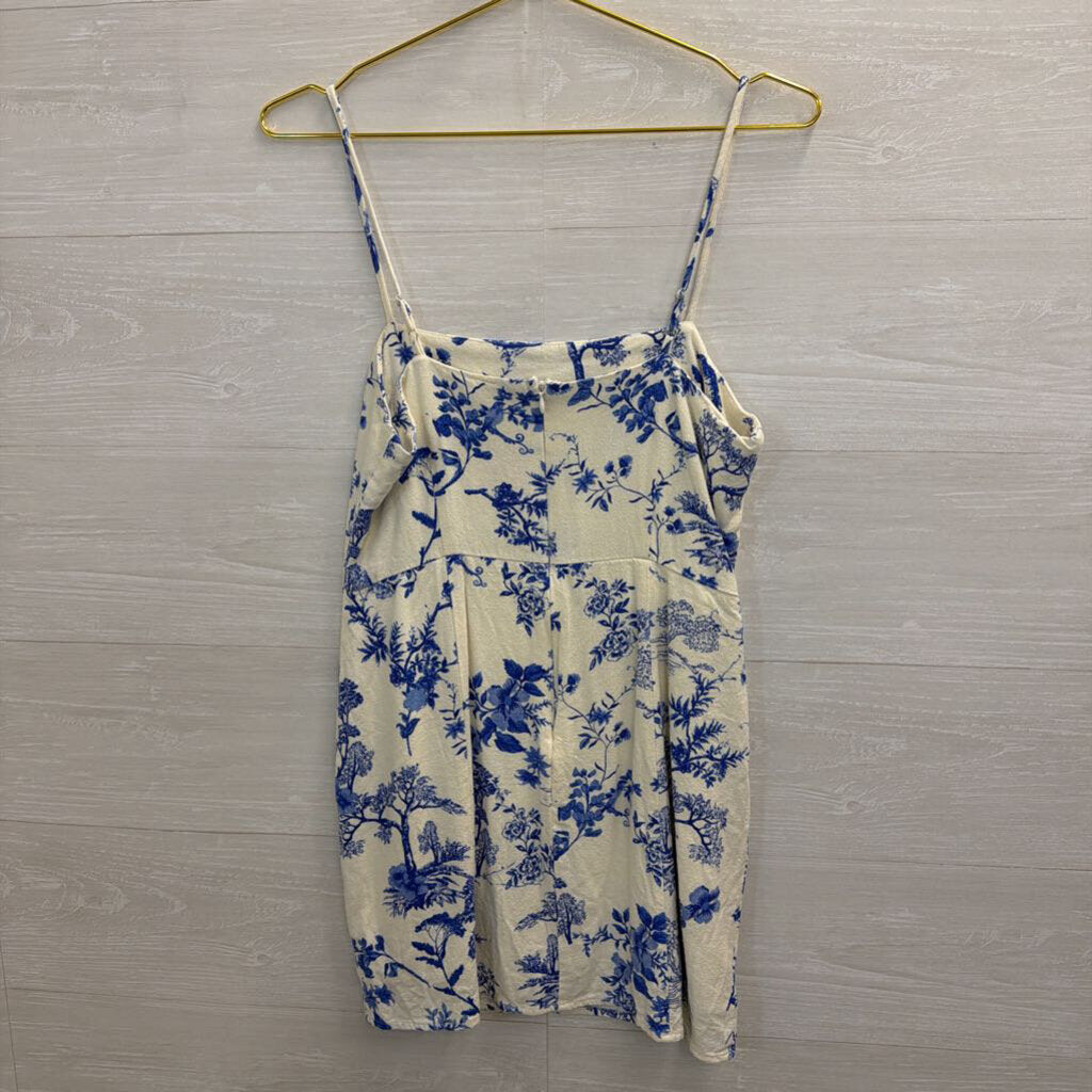 Mahina White/ Blue Print Mini Dress Medium