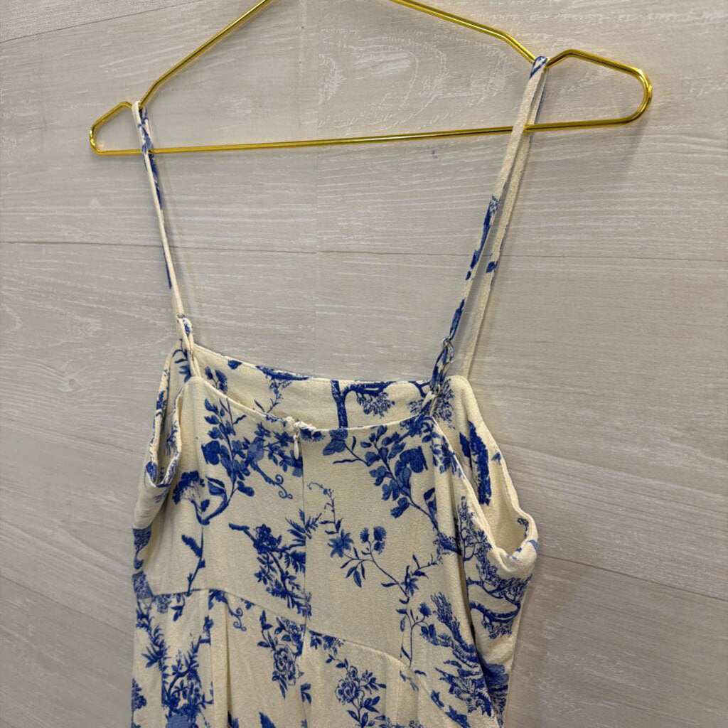 Mahina White/ Blue Print Mini Dress Medium