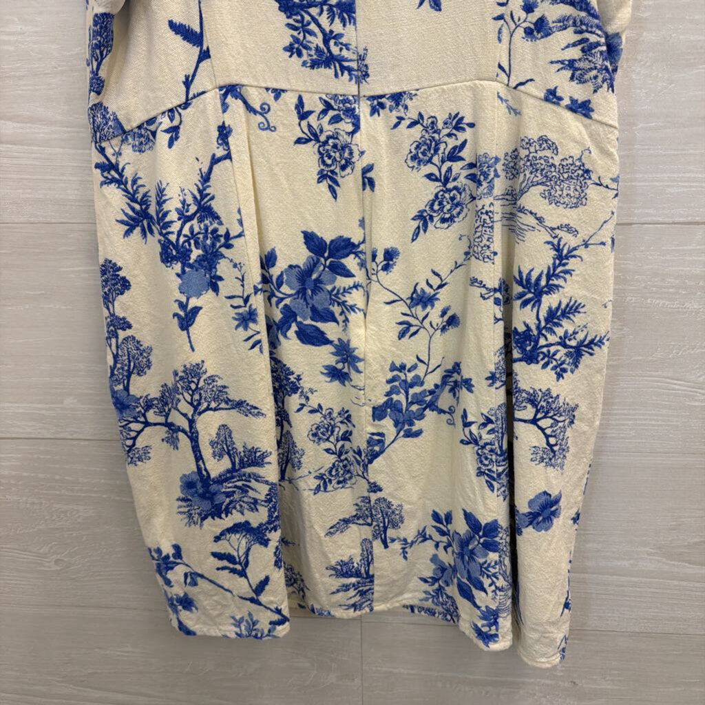 Mahina White/ Blue Print Mini Dress Medium