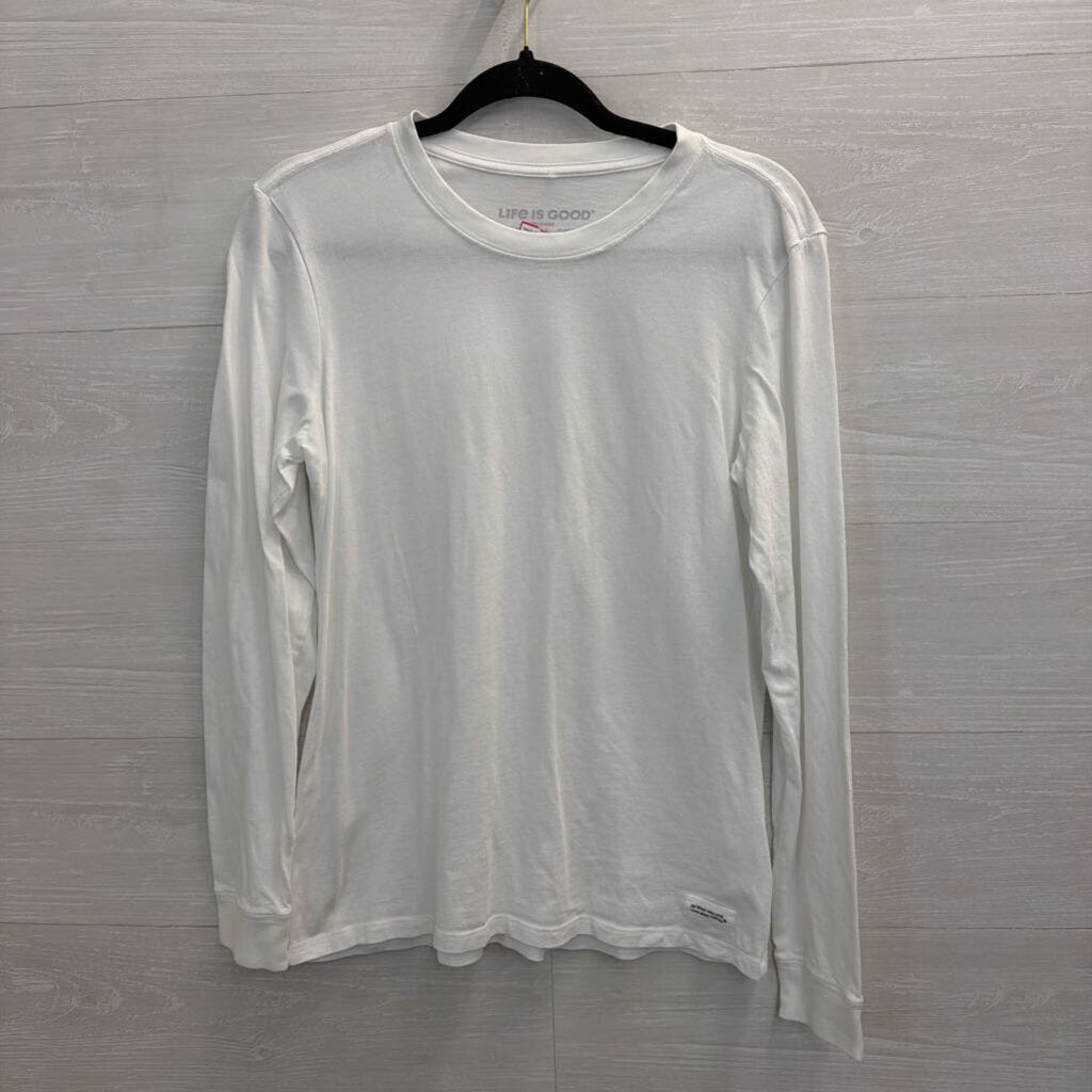 Life Is Good White Long Sleeve Top Medium