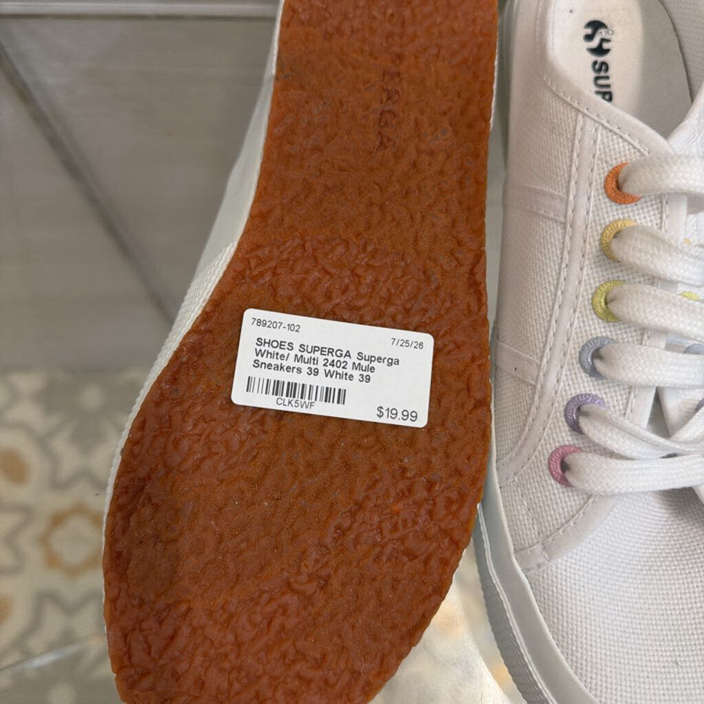 Superga White/ Multi 2402 Mule Sneakers 39