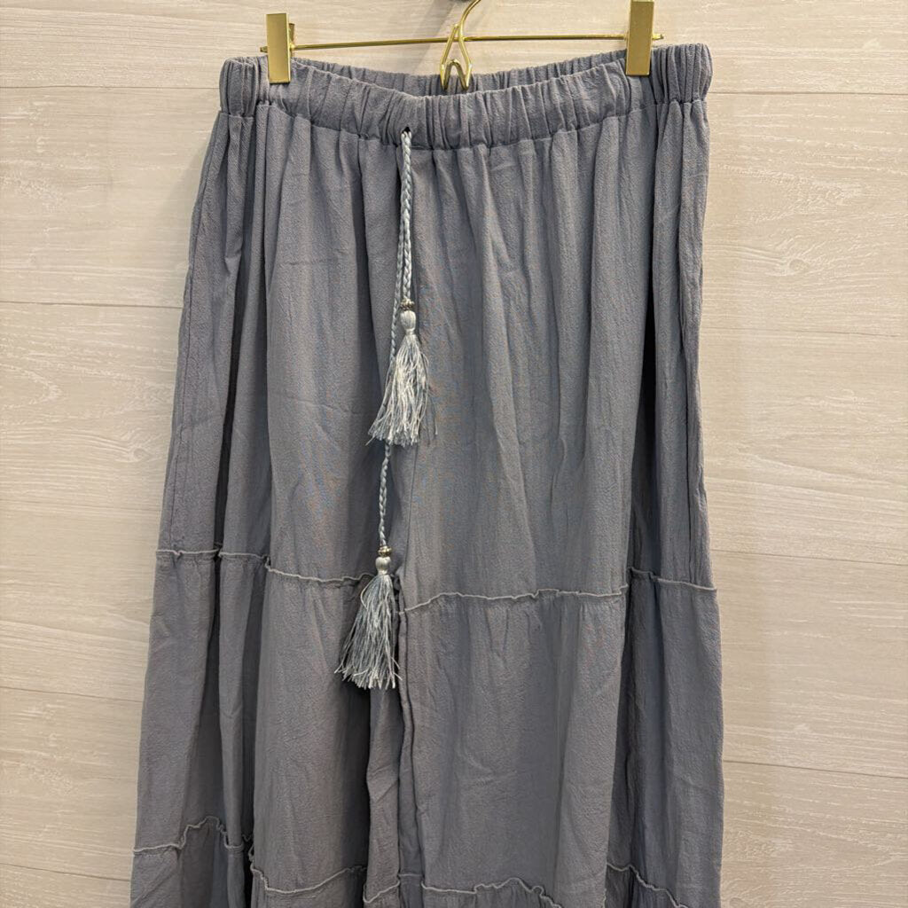 Blue Tiered Wide Leg Pull On Pants Extra Large