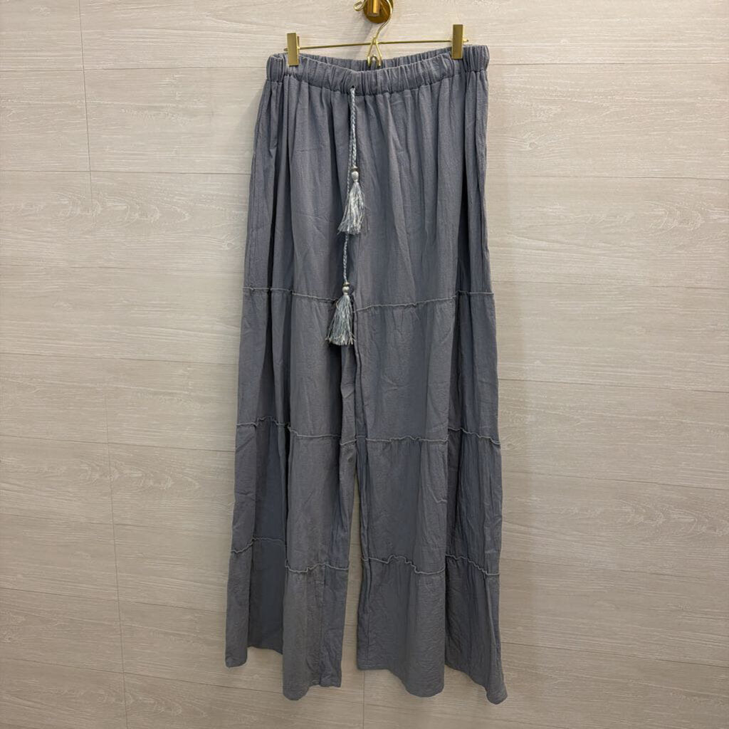 Blue Tiered Wide Leg Pull On Pants Extra Large