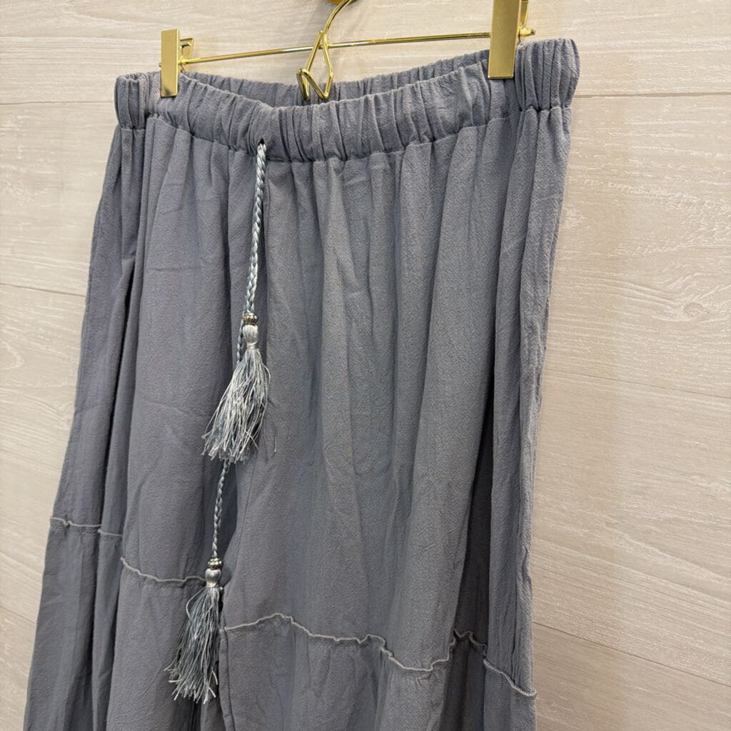 Blue Tiered Wide Leg Pull On Pants Extra Large