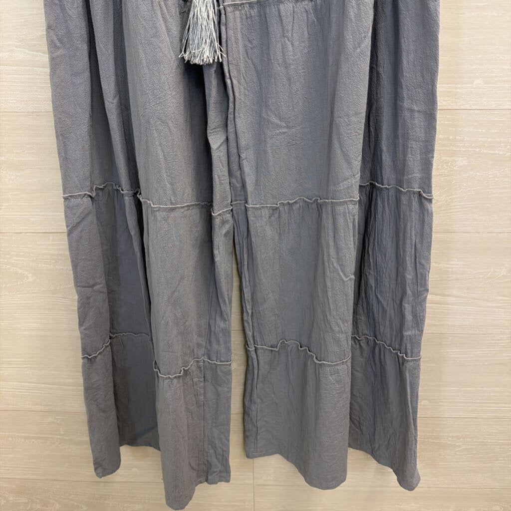 Blue Tiered Wide Leg Pull On Pants Extra Large