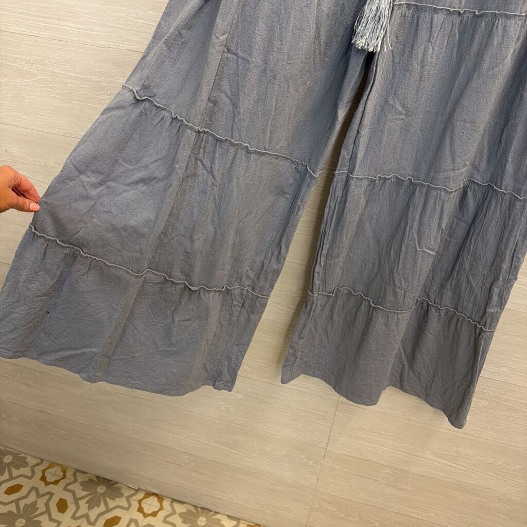 Blue Tiered Wide Leg Pull On Pants Extra Large