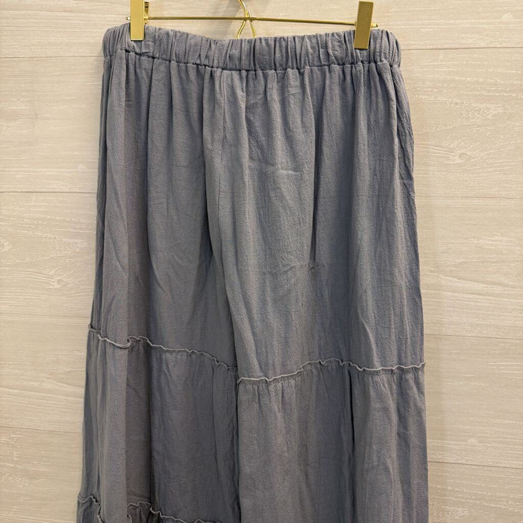 Blue Tiered Wide Leg Pull On Pants Extra Large