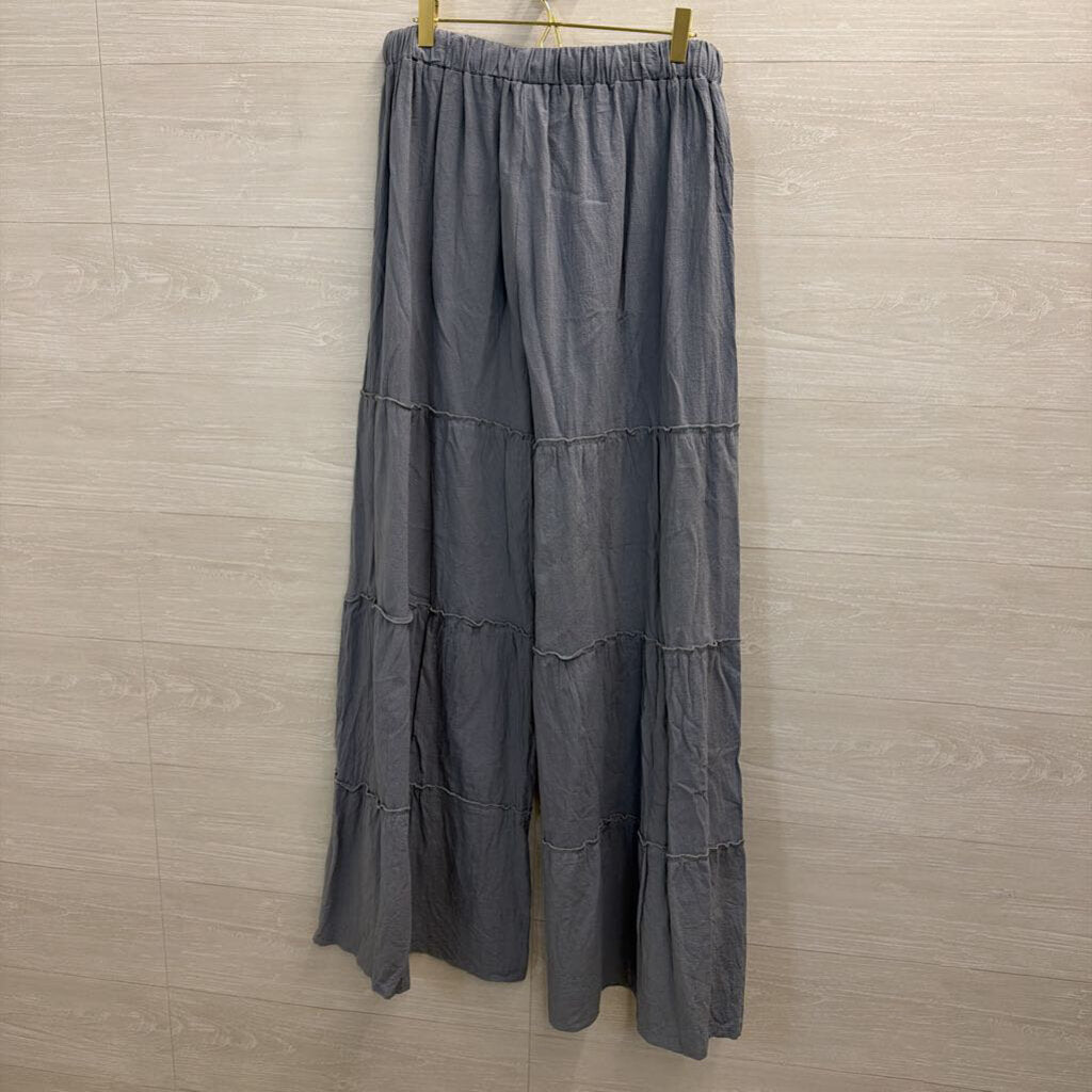 Blue Tiered Wide Leg Pull On Pants Extra Large