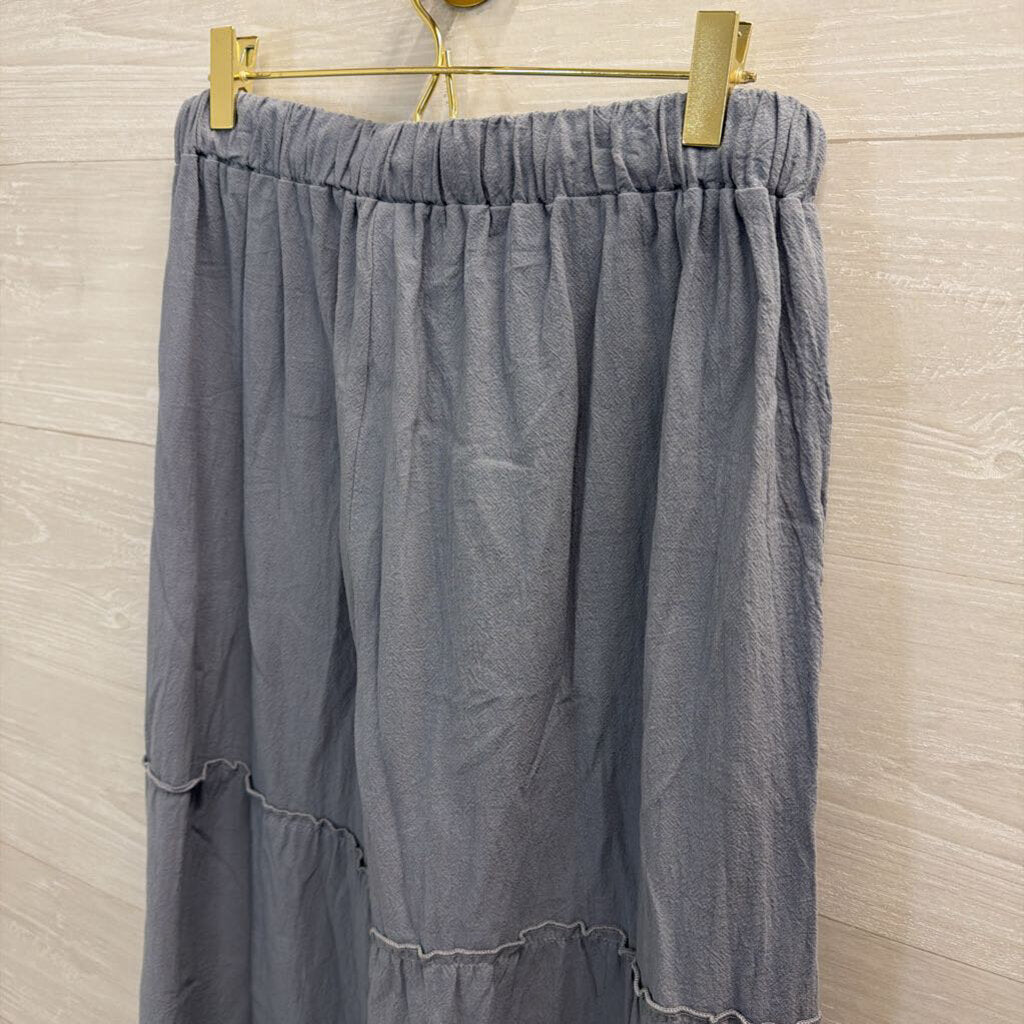 Blue Tiered Wide Leg Pull On Pants Extra Large
